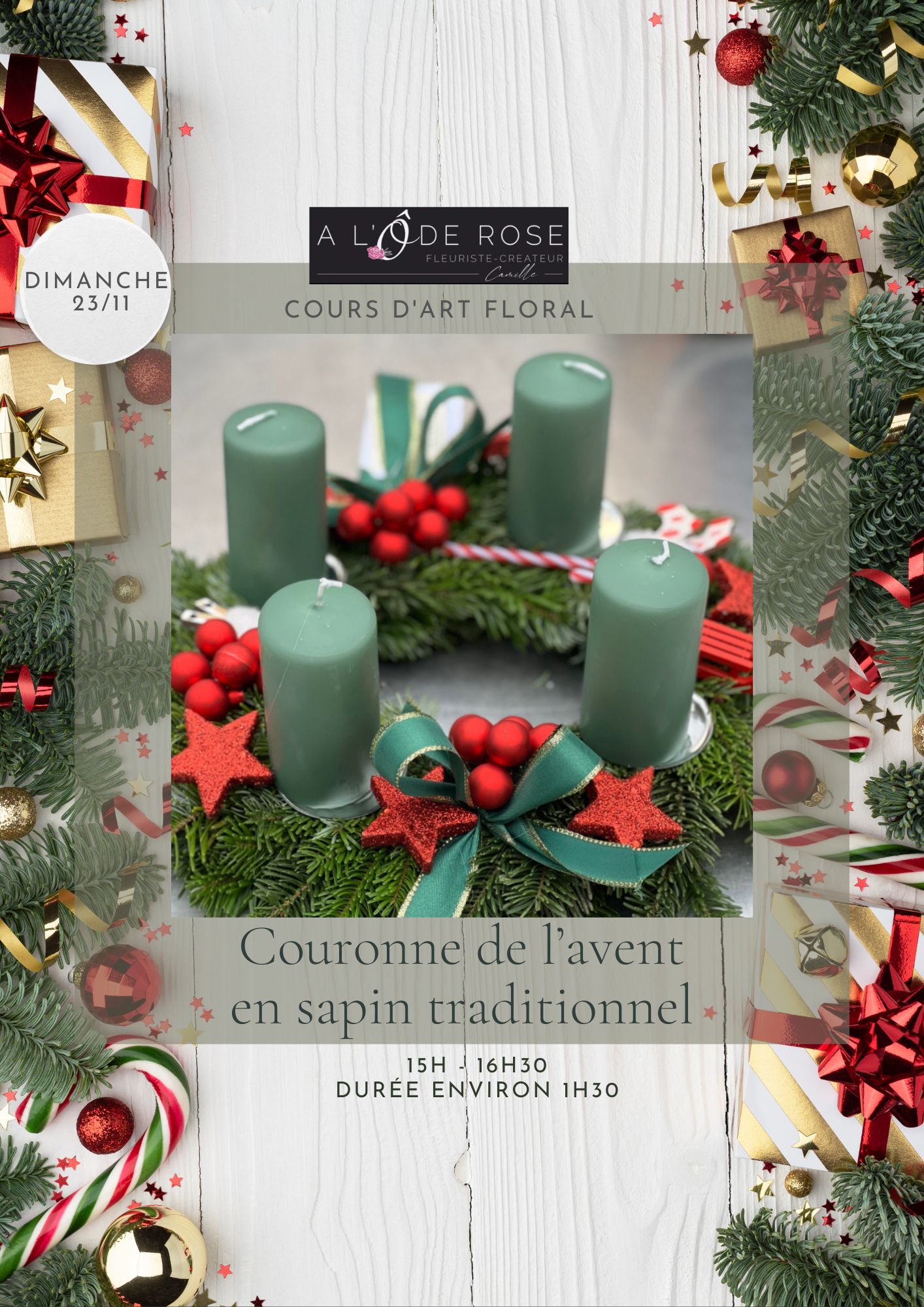 6) Cours de Noël "Couronne de l'avent en sapin traditionnelle" / 23 novembre 2025 / 15h